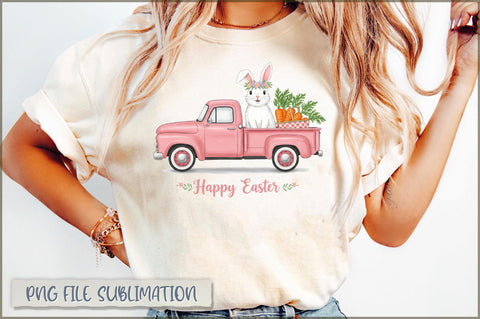 Easter Bunny in Truck PNG Sublimation Shetara Begum 