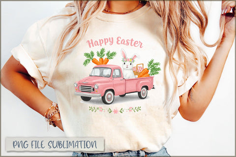 Easter Bunny in Truck PNG Sublimation Shetara Begum 