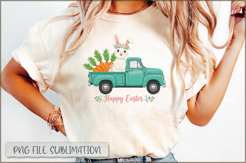 Easter Bunny in Truck PNG Sublimation Shetara Begum 