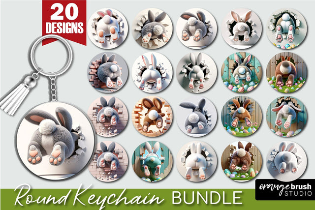 Easter Bunny Keychain Sublimation Bundle - 20 Easter Keychains Sublimation OrangeBrushStudio 