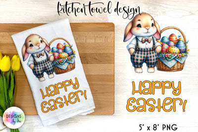 Easter Bunny Kitchen Towel Sublimation | Happy Easter Dish Towel Sublimation Designs by Ira 