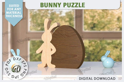 Easter Bunny Laser Cut. Bunny Puzzle SVG. Wooden Egg SVG SVG Evgenyia Guschina 