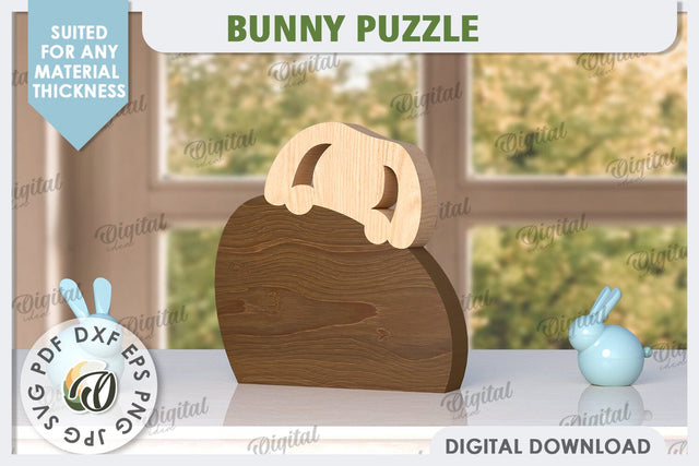 Easter Bunny Laser Cut. Bunny Puzzle SVG. Wooden Egg SVG SVG Evgenyia Guschina 