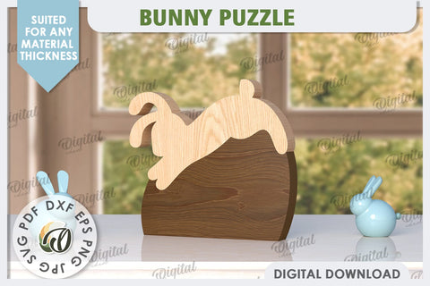 Easter Bunny Laser Cut. Bunny Puzzle SVG. Wooden Egg SVG SVG Evgenyia Guschina 