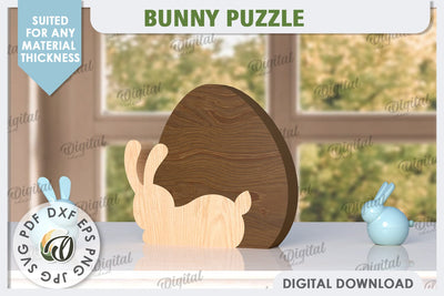 Easter Bunny Laser Cut. Bunny Puzzle SVG. Wooden Egg SVG SVG Evgenyia Guschina 
