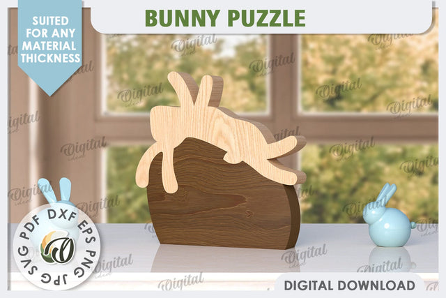 Easter Bunny Laser Cut. Bunny Puzzle SVG. Wooden Egg SVG SVG Evgenyia Guschina 