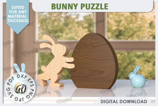 Easter Bunny Laser Cut. Bunny Puzzle SVG. Wooden Egg SVG SVG Evgenyia Guschina 