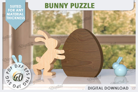 Easter Bunny Laser Cut. Bunny Puzzle SVG. Wooden Egg SVG SVG Evgenyia Guschina 