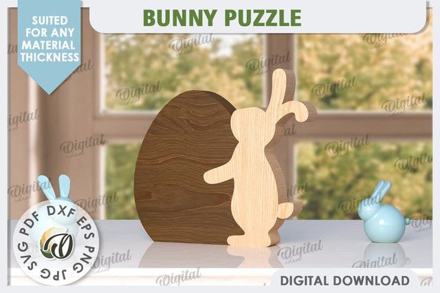 Easter Bunny Laser Cut. Bunny Puzzle SVG. Wooden Egg SVG SVG Evgenyia Guschina 
