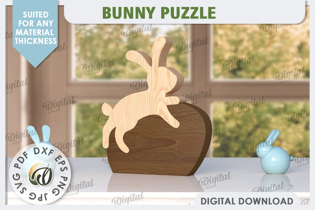 Easter Bunny Laser Cut. Bunny Puzzle SVG. Wooden Egg SVG SVG Evgenyia Guschina 
