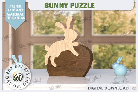 Easter Bunny Laser Cut. Bunny Puzzle SVG. Wooden Egg SVG SVG Evgenyia Guschina 
