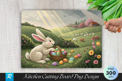 Easter Bunny Laying Eggs on a Farm Cutting Board Cutting Board PNG Design Sublimation Regulrcrative 