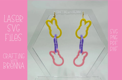 Easter Bunny Linked Earring Laser SVG File SVG Crafting With Brenna 