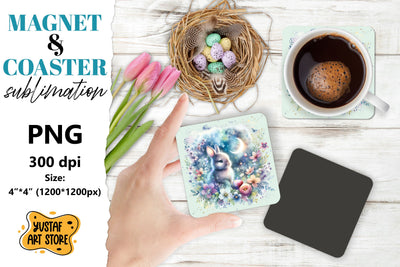 Easter bunny magnet. Easter bunny square coaster sublimation Sublimation Yustaf Art Store 