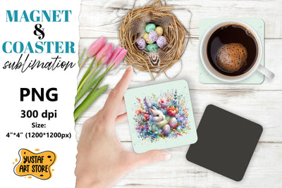 Easter bunny magnet. Easter bunny square coaster sublimation Sublimation Yustaf Art Store 