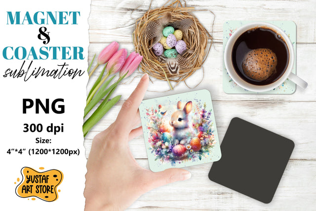 Easter bunny magnet. Easter bunny square coaster sublimation Sublimation Yustaf Art Store 