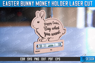 Easter Bunny Money Holder Laser Cut | Gift Design | CNC File SVG Fly Design 