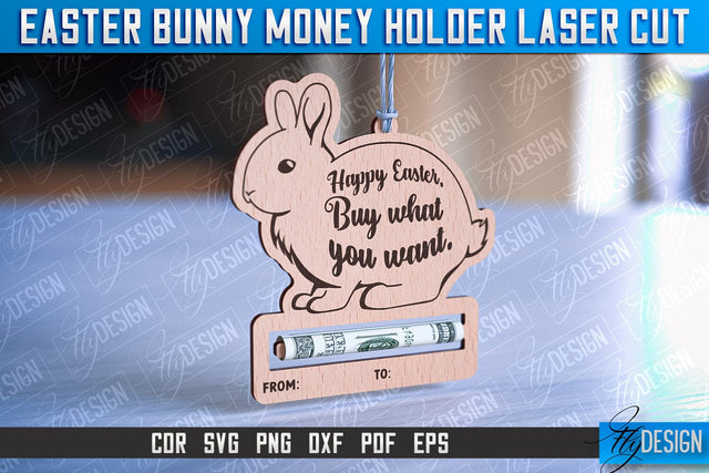 Easter Bunny Money Holder Laser Cut | Gift Design | CNC File SVG Fly Design 