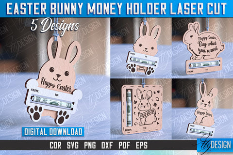 Easter Bunny Money Holder Laser Cut | Gift Design | CNC File SVG Fly Design 