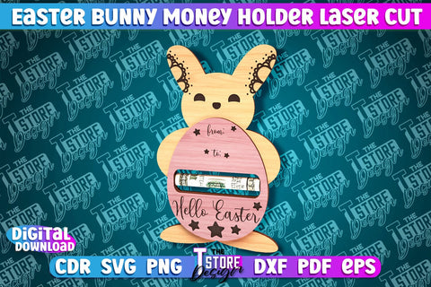 Easter Bunny Money Holder Laser Cut | Gift Design | CNC File SVG The T Store Design 