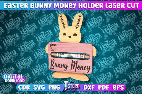 Easter Bunny Money Holder Laser Cut | Gift Design | CNC File SVG The T Store Design 