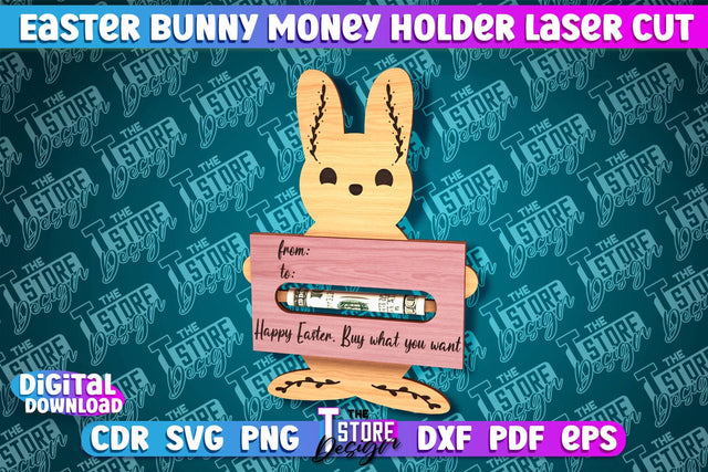 Easter Bunny Money Holder Laser Cut | Gift Design | CNC File SVG The T Store Design 