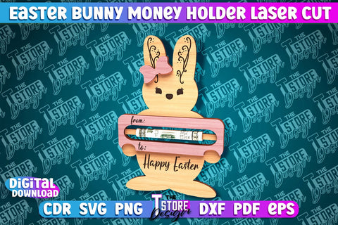 Easter Bunny Money Holder Laser Cut | Gift Design | CNC File SVG The T Store Design 