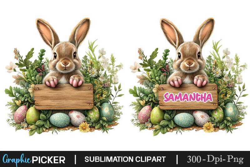 Easter Bunny Name Frame Png Sublimation, Happy Easter Sublimation, Easter Bunny Sublimation DesignPlante 503 