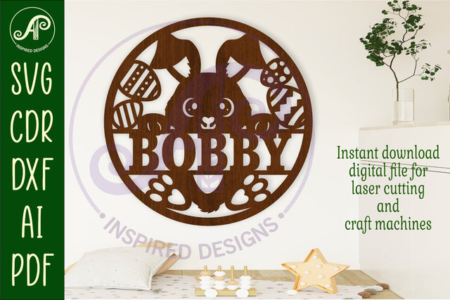 Easter bunny name wall art sign, SVG file SVG APInspireddesigns 