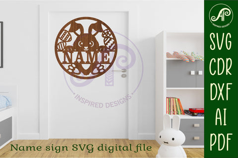 Easter bunny name wall art sign, SVG file SVG APInspireddesigns 