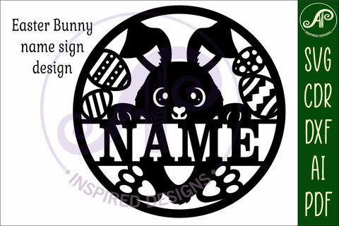 Easter bunny name wall art sign, SVG file SVG APInspireddesigns 