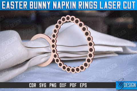 Easter Bunny Napkin Rings Laser Cut | Home Design | CNC File SVG Fly Design 