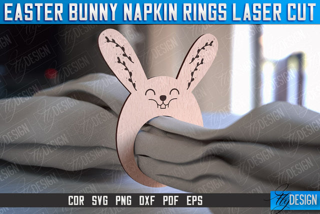 Easter Bunny Napkin Rings Laser Cut | Home Design | CNC File SVG Fly Design 