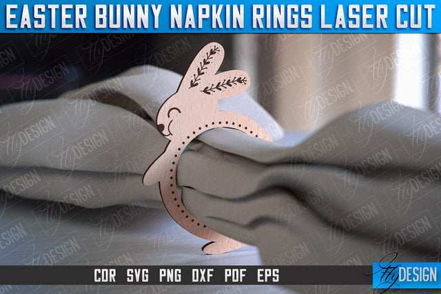 Easter Bunny Napkin Rings Laser Cut | Home Design | CNC File SVG Fly Design 