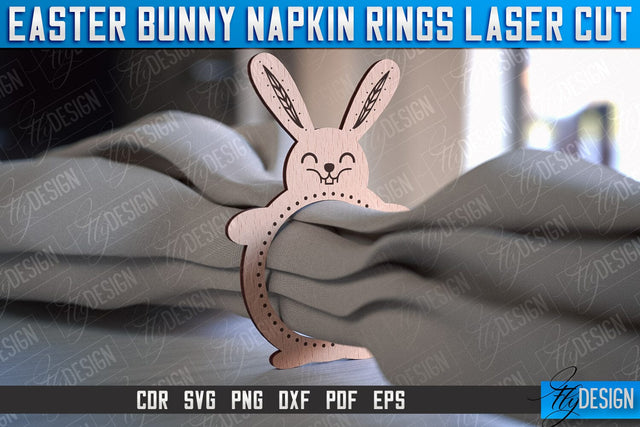 Easter Bunny Napkin Rings Laser Cut | Home Design | CNC File SVG Fly Design 