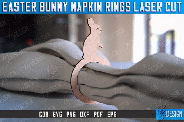 Easter Bunny Napkin Rings Laser Cut | Home Design | CNC File SVG Fly Design 