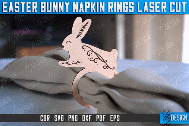 Easter Bunny Napkin Rings Laser Cut | Home Design | CNC File SVG Fly Design 
