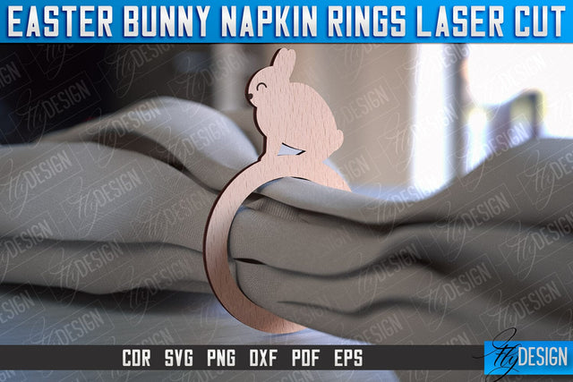 Easter Bunny Napkin Rings Laser Cut | Home Design | CNC File SVG Fly Design 