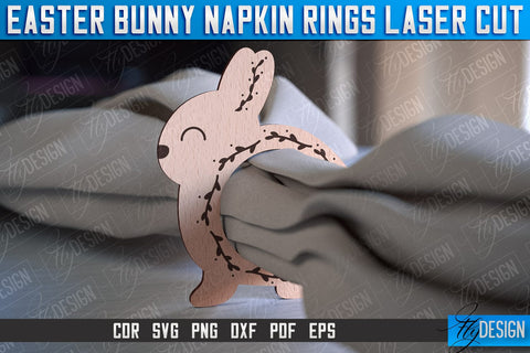 Easter Bunny Napkin Rings Laser Cut | Home Design | CNC File SVG Fly Design 