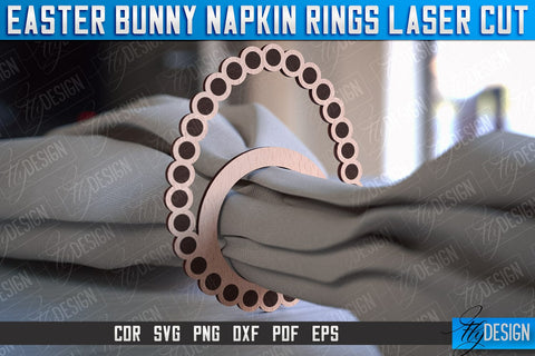 Easter Bunny Napkin Rings Laser Cut | Home Design | CNC File SVG Fly Design 