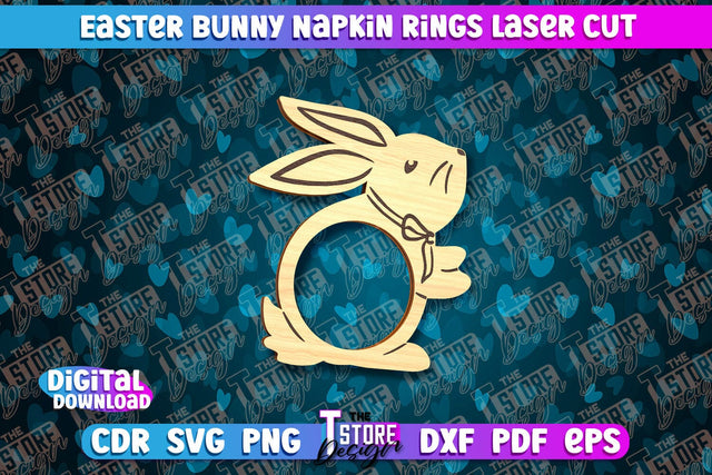 Easter Bunny Napkin Rings Laser Cut | Home Design | CNC File SVG The T Store Design 