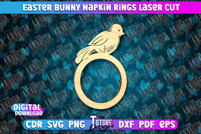 Easter Bunny Napkin Rings Laser Cut | Home Design | CNC File SVG The T Store Design 