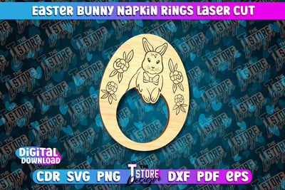 Easter Bunny Napkin Rings Laser Cut | Home Design | CNC File SVG The T Store Design 