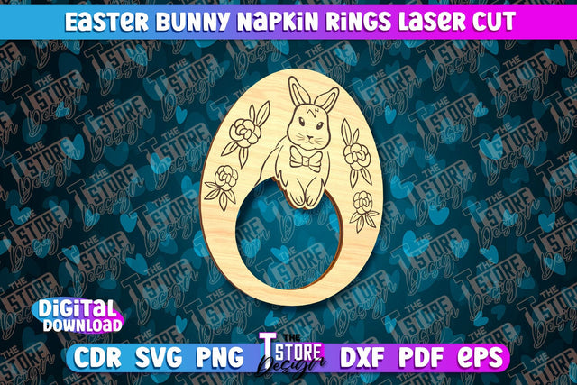 Easter Bunny Napkin Rings Laser Cut | Home Design | CNC File SVG The T Store Design 