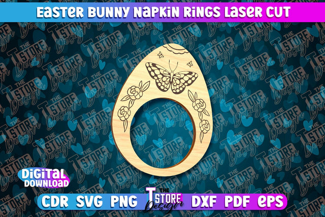 Easter Bunny Napkin Rings Laser Cut | Home Design | CNC File SVG The T Store Design 