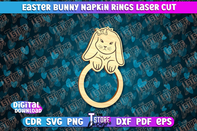 Easter Bunny Napkin Rings Laser Cut | Home Design | CNC File SVG The T Store Design 