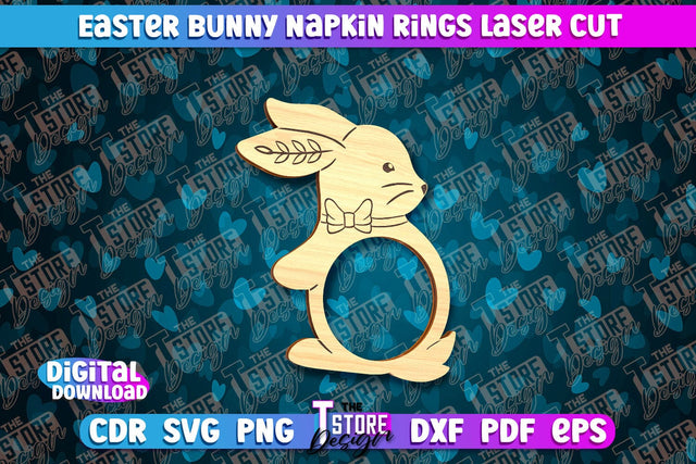 Easter Bunny Napkin Rings Laser Cut | Home Design | CNC File SVG The T Store Design 