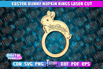 Easter Bunny Napkin Rings Laser Cut | Home Design | CNC File SVG The T Store Design 