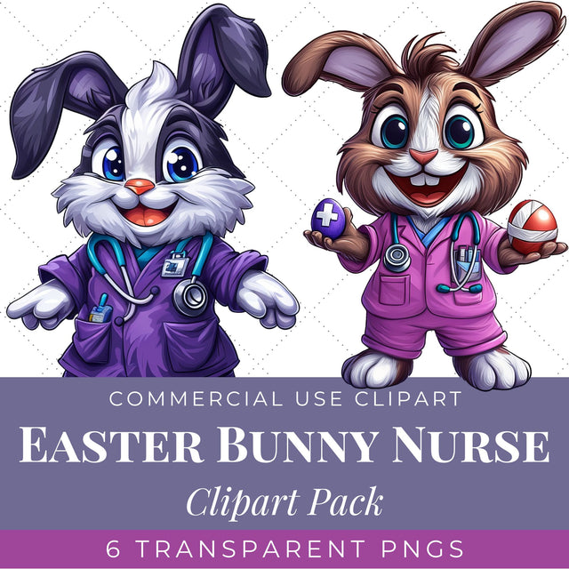 Easter Bunny Nurse Clipart | Nurse PNG SVG Paige Cole Studio 