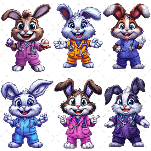 Easter Bunny Nurse Clipart | Nurse PNG SVG Paige Cole Studio 